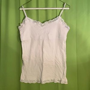 White Lace Trimmed Camisole Tank Top